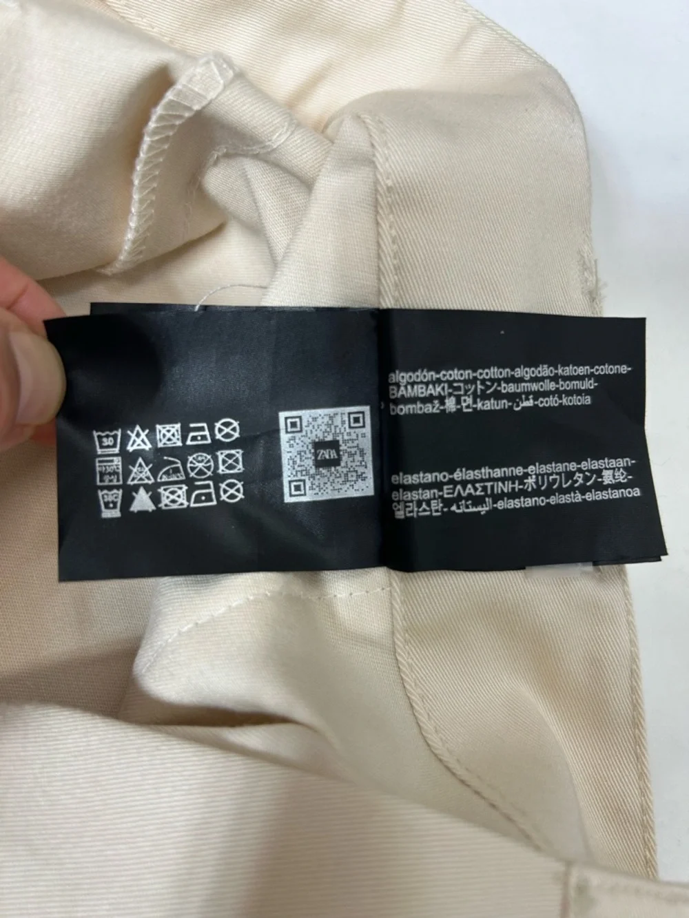 Zara Men’s Cotton Blend Cream Resort Beach Cargo Shorts with Navy Rope Tie 34_8